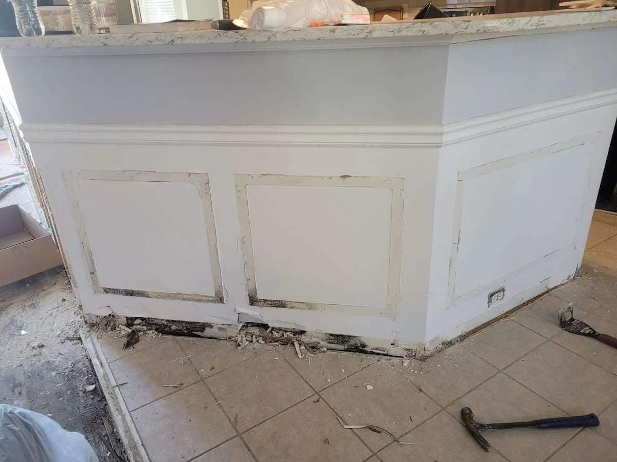 Water damage and mold on kitchen during Sewage Cleanup & Sanitation in Park